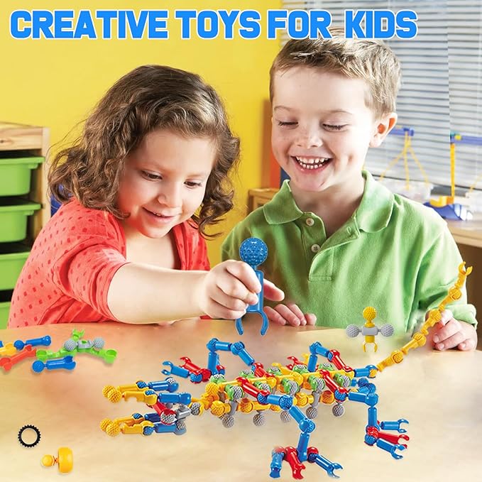 170 Pcs STEM Building Toys for Kids Ages 4-8 Building Blocks Educational Construction Engineering Building Kit for Ages 3 4 5 6 7 8 9 Year Old Creative Kids Games Christmas Birthday Gifts Boys Girls
