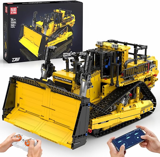 Mould King 15084 Construction Bulldozer Kit 1508-Piece Engineering Vehicle Model with APP Control Creative Building Toy for Adult Collectors