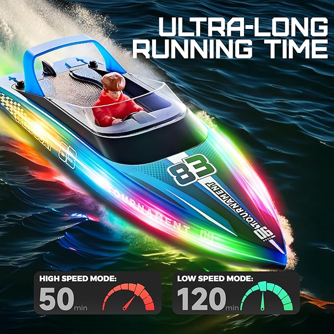 BEZGAR Remote Control Boat 2 Packs 10 inch Fast Speed RC Boat 15 KPH for Pools &amp Salt Water Summer Toys for Adults and Ideal Gifts for Kids Boys Age 6 7 8-12 Years Old - HJ821