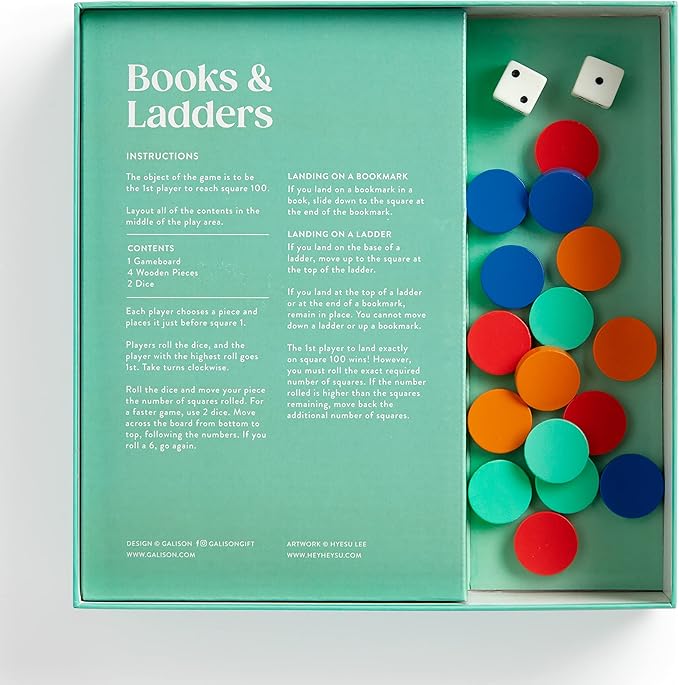 Galison Books and Ladders – Literary Version of Classic Snakes and Ladders Board Game for Adults and Kids Alike Perfect for Family Game Night 2-4 Players Medium
