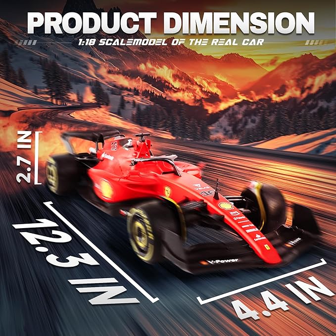 BEZGAR 1:18 Ferrari F1 75 Remote Control Car - 2.4GHz RC Race Car with Authentic Livery DIY Body Stickers - Officially Licensed F1 for Kids &amp Enthusiasts - Ferrari RC