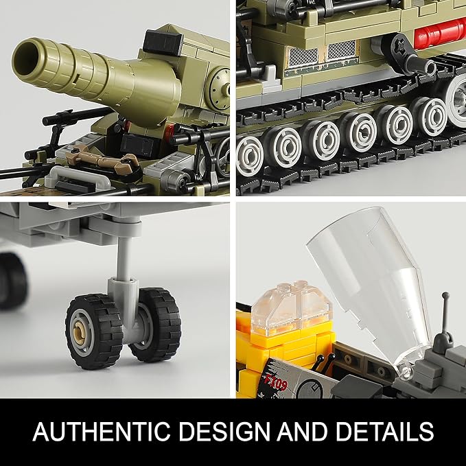 WW2 Military Toys Building Sets Compatible with Lego Create a BF109 Plane Fighter Jet &amp a Karl Giant Mortar Tank Great WWII Army Airplane Toy for Boys and Kids Age 8-12
