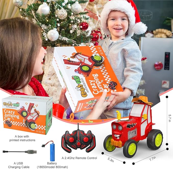 GoolRC Crazy Jumping Car Toys RC Stunt Car with Music Lights Rechargeable Radio Controlled Rocking Cars Toy Christmas Birthday Gift for Teen (Red)