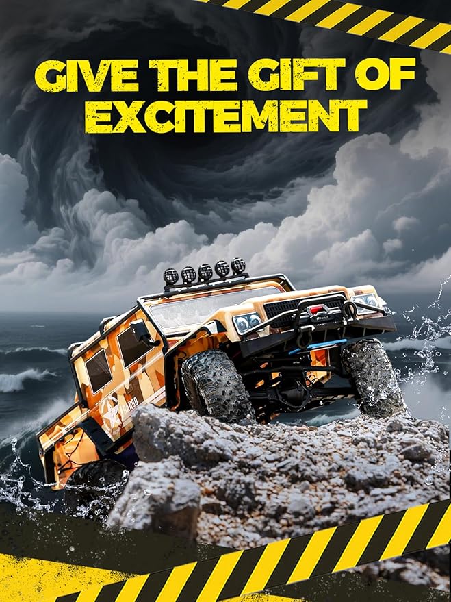1/8 Scale Fast RC Cars for AdultsMax 10 mph Electric Off-Road Monster TruckWaterproof RC Car 4WD Remote Control Car with 3S Lipo 30+ Min Play All Terrain