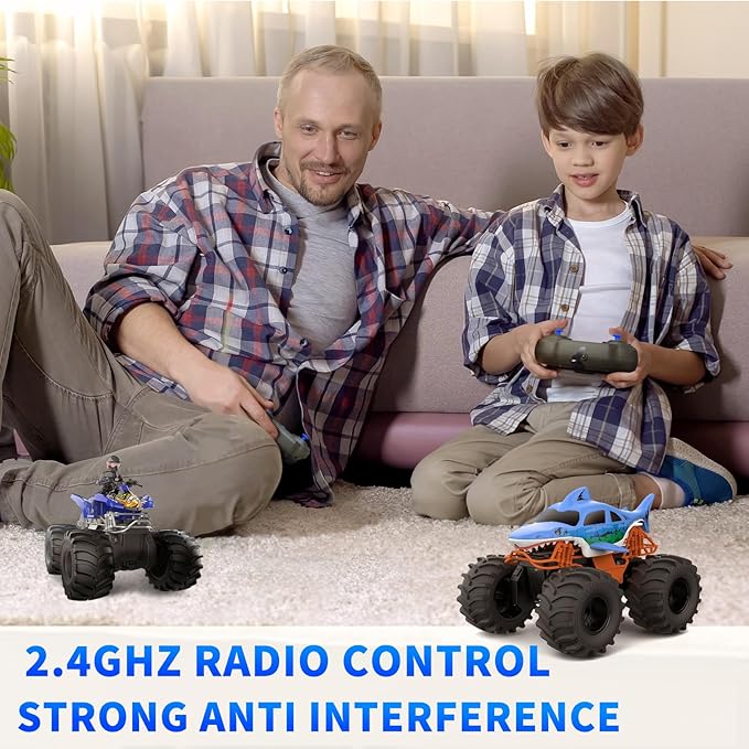 Shark RC Monster Truck for Kids 1:16 Scale 4WD Shark Monster Car Toys 2.4GHz All Terrain Amphibious Remote Control Car for Boys and Girls Ages 6-12+
