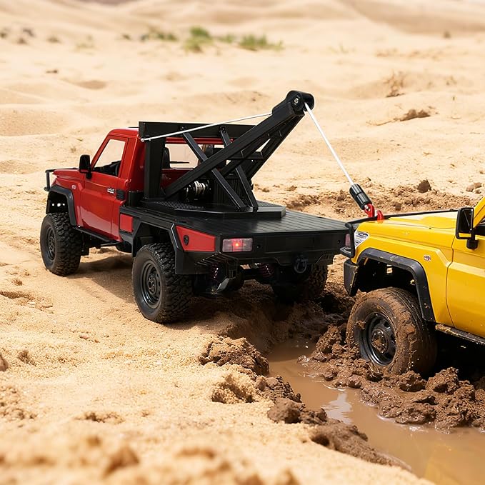 MN82T RC Rock Crawler Car 1/12 Scale Toyota Pickup Truck  2.4GHz 4WD Off-Road Remote Control Truck 2-Speed Modes 2×1200mAh Batteries All-Terrain Crawler for Adults Kids Indoor Outdoor (whth Gift)