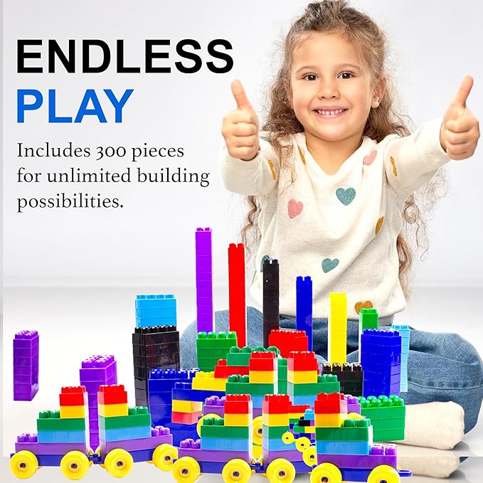 Dimple Building Blocks for Toddler (300 Pcs) Stacking Toys &amp Puzzle Games for Learning and STEM Fun Montessori Toys Educational Baby Blocks Age 3+ Toddler Boy &amp Girl Birthday for Kids