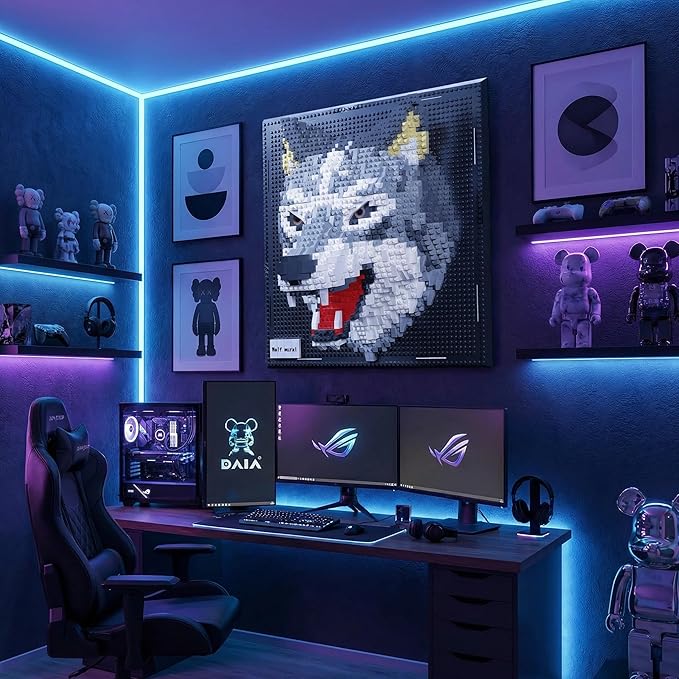 Wolf 3D Wall Art Micro Mini Building Blocks Set for Adults Animal Display Model for Wall or Tabletop Decor 2214 Pieces Micro Bricks with Instructions Creative Gift for Teens &amp Adult