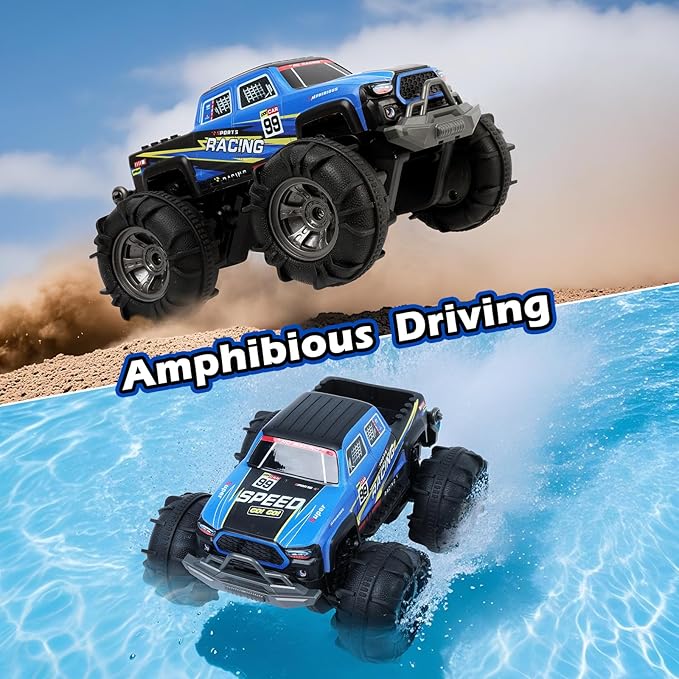 Waterproof Monster Truck Gesture RC Car 4WD Amphibious Hand Controlled Remote Control Toy for Kids All-Terrain Off-Road Vehicle for Boys Ages 6-7 8 9 10 11 12 Year Old Present