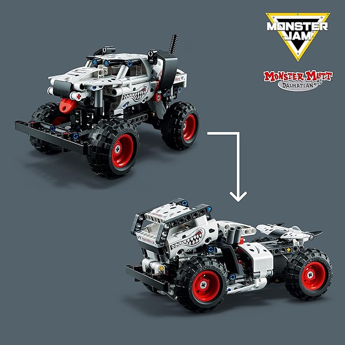 LEGO Technic Monster Jam Monster Mutt Dalmatian 2in1 Pull Back Racing Toys Birthday Gift Idea DIY Building Toy Monster Truck Toy for Kids Boys and Girls Ages 7 and Up 42150