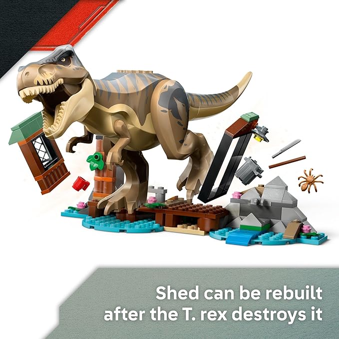 LEGO Jurassic World T. rex River Escape - Dinosaur Toy for Kids Boys and Girls Ages 5-7 - Jurassic World Toy Boat Minifigures - Creative Dinosaur Gift for Movie Fans - 76975