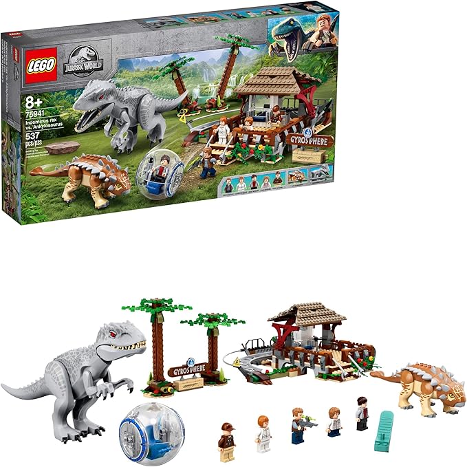 LEGO Jurassic World Indominus rex vs. Ankylosaurus 75941 Awesome Dinosaur Building Toy for Kids Featuring Jurassic World Character Minifigures for Hours of Creative Fun (537 Pieces)