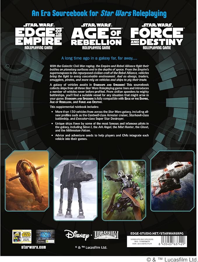 Star Wars Age of Rebellion Starships and Speeders SOURCEBOOK | Roleplaying Game | Strategy Game for Adults and Kids | Ages 10+ | 2-8 Players | Average Playtime 1 Hour | Made by Edge Studio