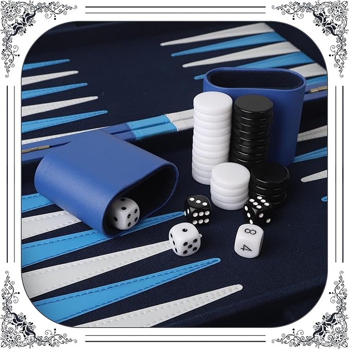 Froggod 15 inch Backgammon Sets for Adults - Classic Board Game for Adults - Portable Travel Backgammon Set for 2 Players - Perfect Adult Board Games for Gifts &amp Family Fun(Vivid Blue)