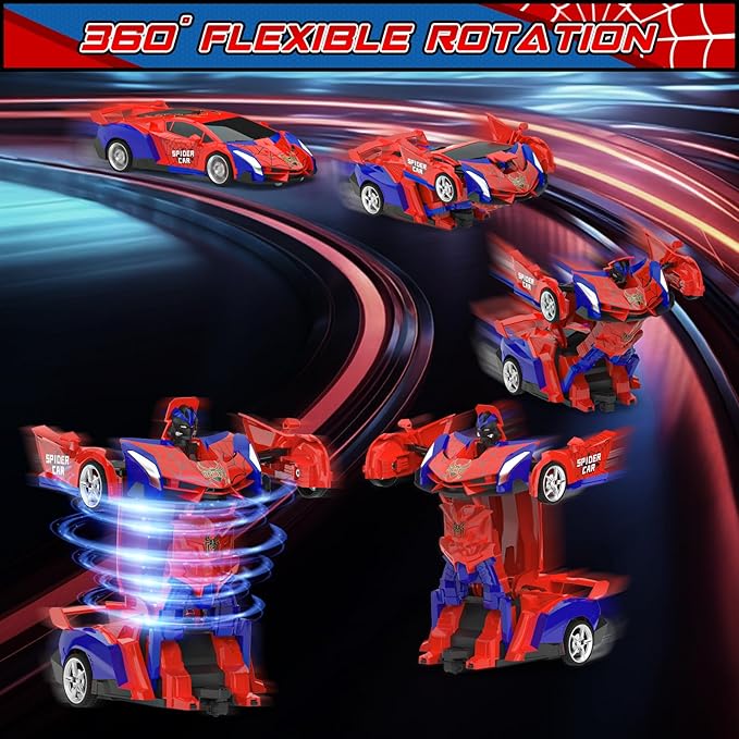 BLUEJAY Transform Rc Cars for Boys 4-7 8-12 2.4Ghz Remote Control Car 1:18 Scale Transforming Robot One-Button Deformation 360° Rotation Car Toy Gifts for Boys 3-5