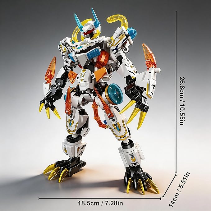 Mech Building Blocks Action Figure Toys 2in1 White Tiger Transforming Robot Building Set Converts to Tiger Model for Adults Kids Boys Ages 8+455 Pieces