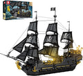 Reobrix Pirate Ship Building Set with LED LightsLarge Black Pearl Ship Model 66036Pirate Ship Sailboat ToyHalloween Home Decor Birthday GiftsModel Kits for Adult Boys Girls 14+（4304 PCS）