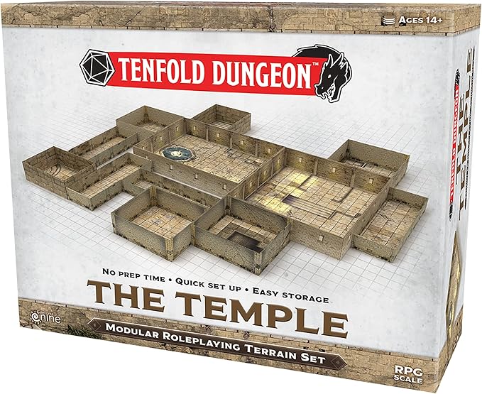 Gale Force Nine Tenfold Dungeon: The Temple - Modular Roleplaying Terrain Set &amp 5e RPG Adventure (GF9TFD04)
