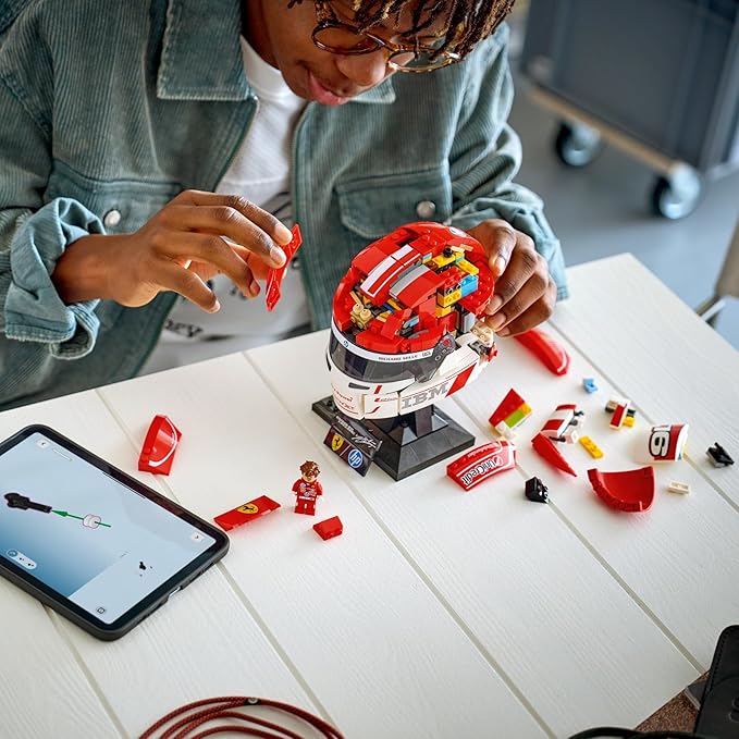 LEGO Editions Scuderia Ferrari HP Charles Leclerc Helmet - Building Set for Teens Ages 14+ - Collectible F1 Display - Bedroom or Home Office Decor - Gift for Formula 1 Fans - 43014