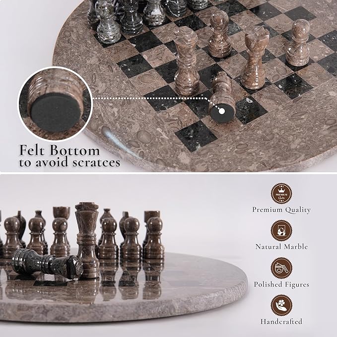 Marble Chess Set for Adults with Complementary Storage Box 15 Oceanic &amp Black Handmade Chess Board Game with 2 Extra Queens Unique Gift &amp Home Décor