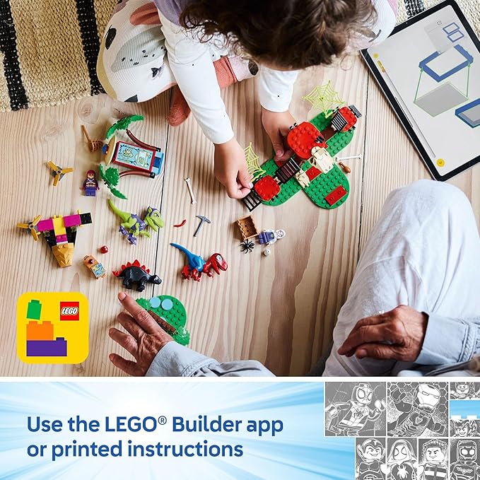 LEGO Marvel Spidey and His Amazing Friends Spidey and Gobby's Raptor Battle at Tree House HQ - Dinosaur Building Toy for Kids Boys and Girls Ages 4+ - Preschool Pretend Play Set - Gift Idea - 11200