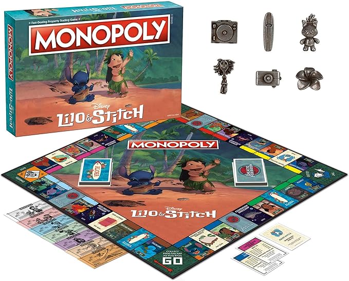Monopoly: Disney Lilo &amp Stitch | Buy Sell Trade Characters from Disney’s Animated Film | Classic Monopoly Game | Officially-Licensed Lilo and Stitch Merchandise 2-6 Players
