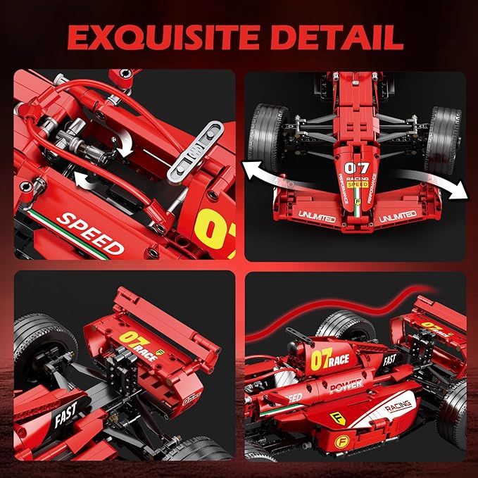 Reobrix F1 Car Model Building Sets 1:8 Scale Race Car Model Kit Collectible Formula 1 Car for Display Creative Gift Ideas for Adult F1 Racing Fans 14+