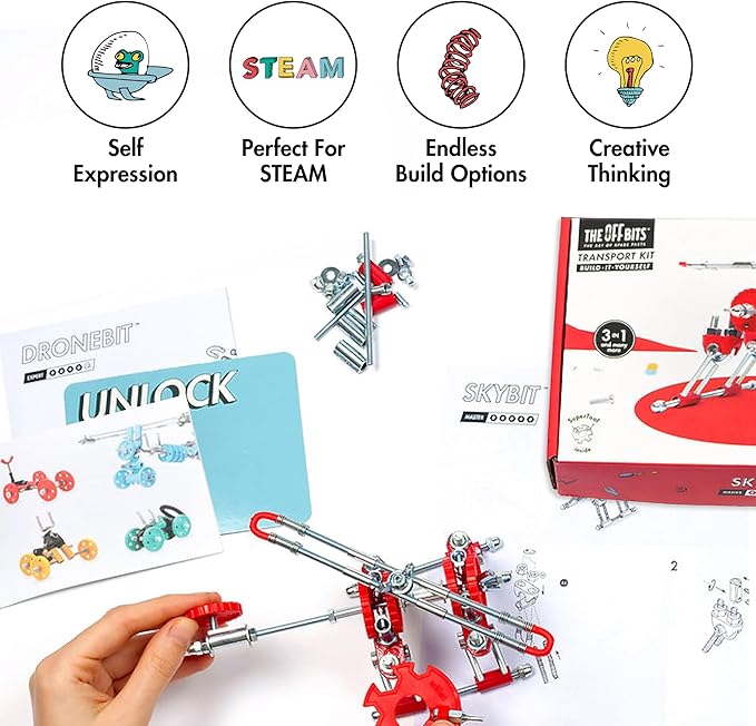 The Off Bits Build Your Own Helicopter Toy SkyBit Transport Educational Stem Building Toys for Boys and Girls 8–12 Stem Toys Engineering Kit Construction Toys Steam Easter Gift for Kids and Adults