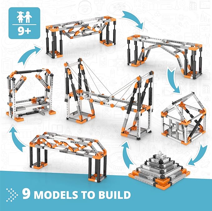 Engino- STEM Toys Structures Buildings &amp Bridges Building Toys for Kids 9+ STEM Projects Creative Engineering Kit Gifts for Boys &amp Girls (9 Model Options)