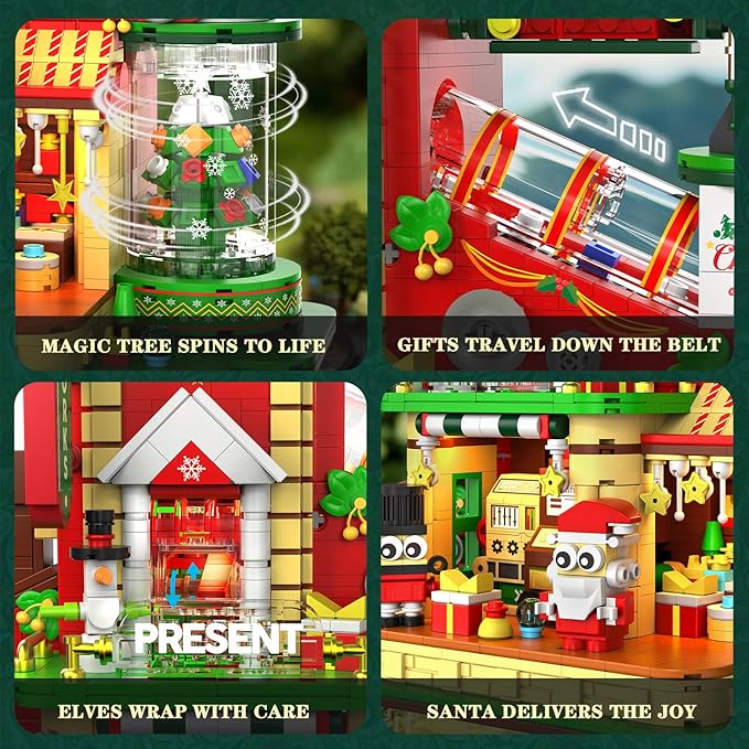 Christmas Factory Building Blocks Set 2775PCS Light-Up DIY Holiday House Construction Toy for Adults Teens Boys &amp Girls Collectible Christmas Village Display Model Holiday Décor &amp Gift Id