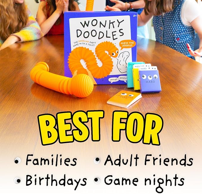 Lucky Egg Wonky Doodles – Hilarious Drawing Games for Family Game Night &amp Parties – Family Board Games for Adults with Wonky Doodler 150 Word Cards &amp Whiteboard – Best Family Games for Ages 8