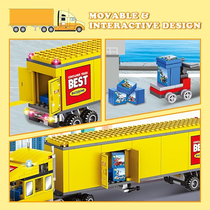 City Delivery Truck Building Blocks Set for Kids 6+ 342PCS Compatible with Lego Semi Truck Model with Detachable Cab&ampOpenable Cargo Construction Brick Toy STEM Educational Gift for 6+ Boys Girls