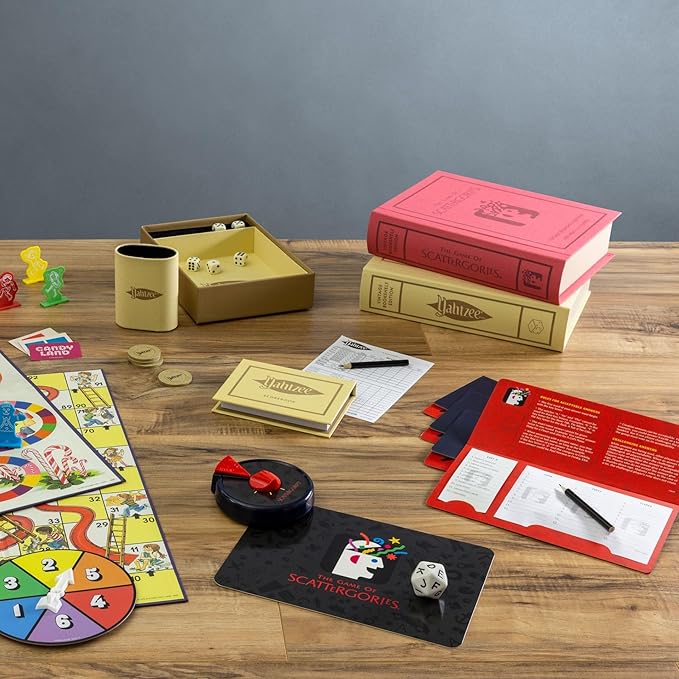 WS Game Company Collection of 15 Vintage Bookshelf Board Games Including Scrabble Monopoly Clue Yahtzee Chess Boggle Candy Land Connect Four &amp Sorry! - Classic Family Games for Kids &amp