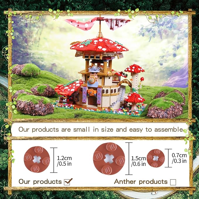 2763PCS Mushroom House Building BlocksCreative Ideals Ganoderma Hotel Building Blocks Perfect Choice for 6+ Boys Girls or Adults