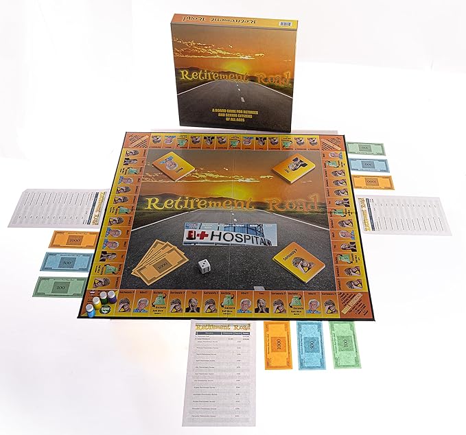 Retirement Road Board Game | Retirement Gift | Game for Senior Citizens | Gift for Parents or Grandparents | Board Game for Game Night | 2 to 6 Players | Play Time 45 to 90 Minutes