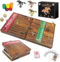 FUNNYB&ampG 21 inches Horse Race Board Game Foldable Large Horse Racing Game for Adults with 11 Metal Horses Solid Wood 60 Pcs Poker Chips 2 Dice 1 Pack of Cards for Family Tabletop Parties(Brown)