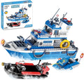 Police Boat Building Set 480 Pcs City Boat STEM Building Toy Including Kayaks and Police Speedboats Toy Christmas Birthday Gift for Kids Boys Girls 6 7 8 9 10+