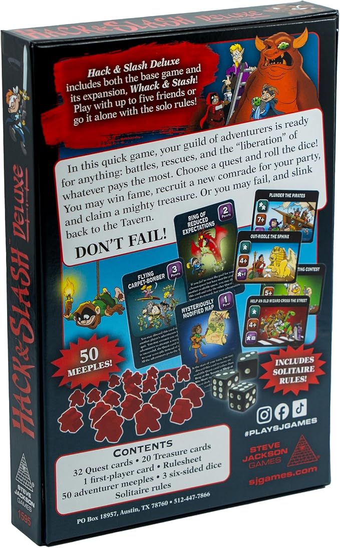 Steve Jackson Games Hack &amp Slash Deluxe - Strategy Board Game - for 1 to 6 Players and Ages 14+