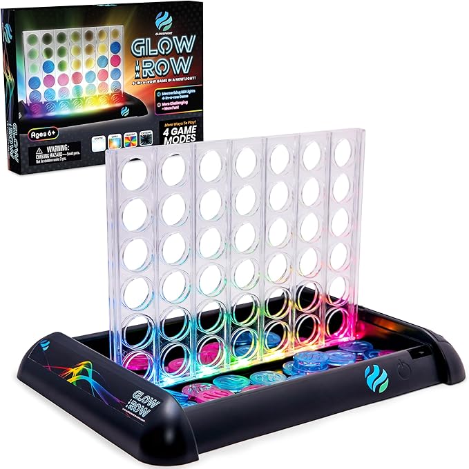 Glow in a Row Light-Up 4 in a Row Board Game Strategy Games for Kids Ages 6 and Above 2 Player Game Perfect for Kids and Adults Family Game Night