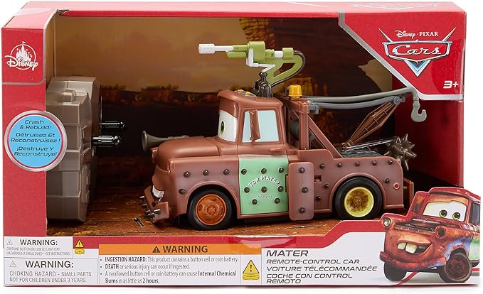 Disney Store Official Tow Mater Remote Control Car - Tow Mater Toy RC Car with Crash &amp Rebuild Features - 2.4GHz Radio Control - Futuristic Post-Apocalyptic Design -Includes Wireless Remote Contro