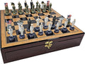 US Military Chess Set Army Navy Air Force or Marines. Choose 2 Branches of Men with 17 inch Walnut Color Storage Board (Army vs Navy)
