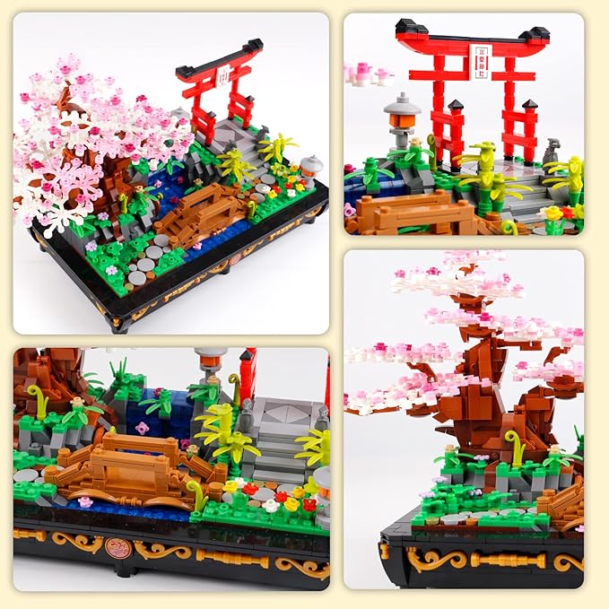 Cherry Blossom Meaningful Bonsai Tree Building SetsJapanese Style Sakura Tree Mini Building Blocks(1286 PCS)Enjoy Your Own Beautiful Display Show Present for Kids and Adults