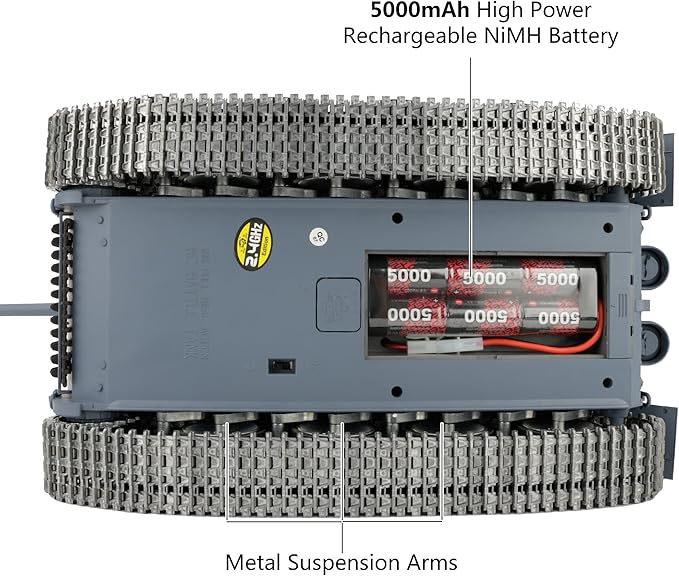 1/16 2.4ghz Remote Control German Tiger I Gray Color Tank Adults Model Toy(Upgraded/Metal Road Wheel &amp Tracks &amp Sprocket Wheel &amp Idle Wheel)(Steel Gear Gearbox)(5000mah Nimh Battery)(Airso