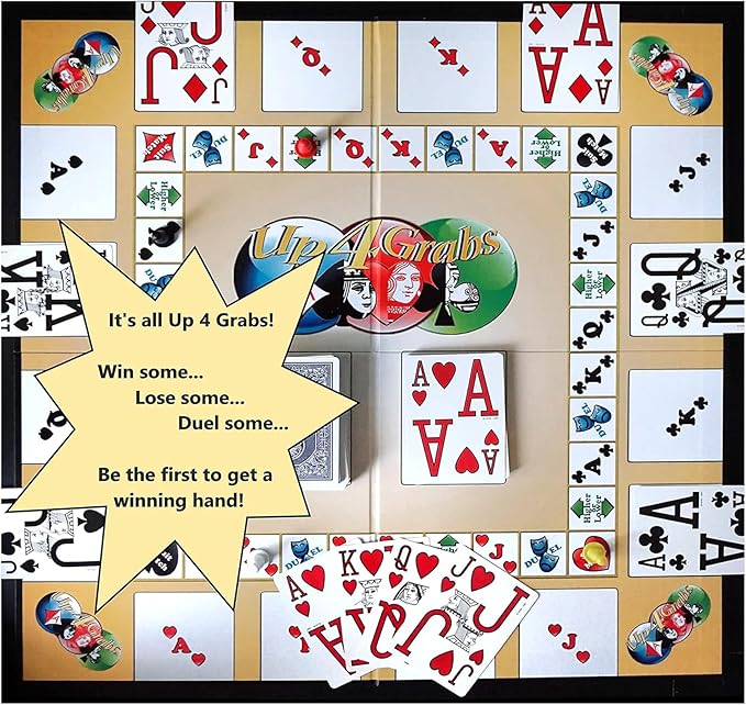 Up 4 Grabs – The Wild Card-Playing Board Game Packed with Twists and Turns – Classic Family &amp Adult Game Night Fun