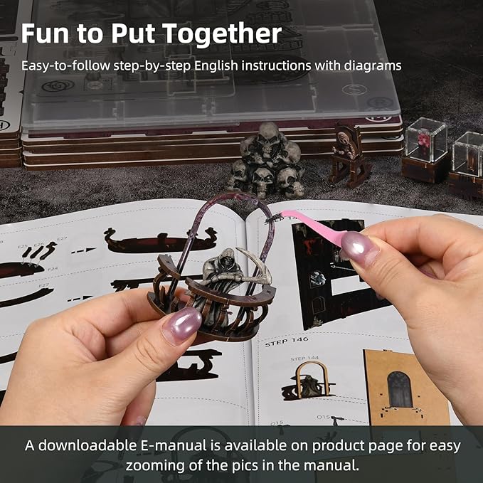 Book Nook Kit DIY Miniature Dollhouse Library Booknook Kit Bookend Bookshelf with LED Light for Adults Teens (Haunting Relics)