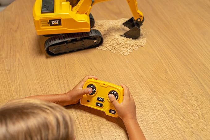 CAT Power Excavator Digger RC Construction for Kids 5+ | 2.4GHz Remote Control Truck Toy Full-Function Dig Scoop Spin &amp Drive Realistic Lights &amp Sounds USB Rechargeable Indoor/Outdoor