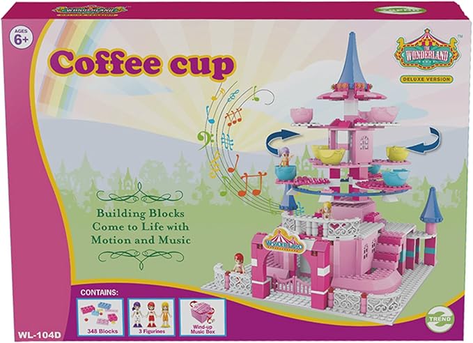 Wonderland Deluxe Coffee Cup Geared Motion Building Block Toy Set