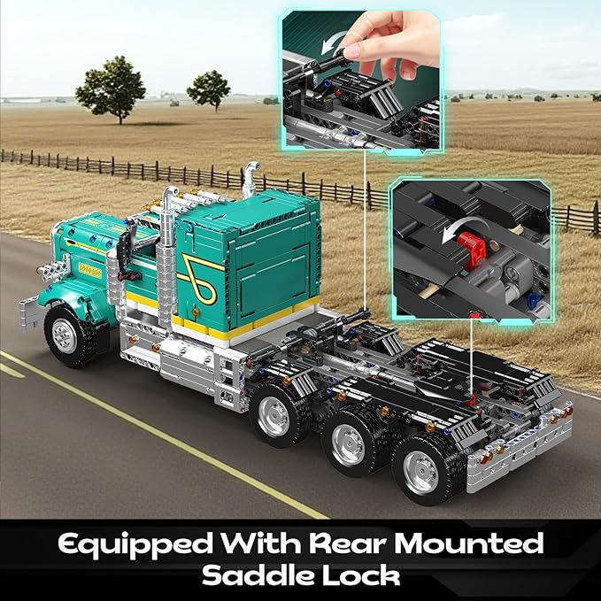Mould King 13201 Semi Truck Building Set Flatbed Truck Toy with 3 Motors Collectible Car Model to Build and Display Buildable Gifts for Adult (2064 Pieces)