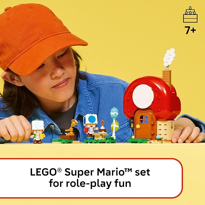 LEGO Super Mario Party at Toad’s House Building Toy - Pretend Play Set for Boys &amp Girls Ages 7+ - Kids Building Blocks with Digital Action &amp 2 Toad Toy Figures - Gift Idea for Birthdays - 720