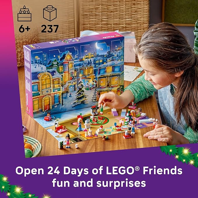 LEGO Friends Advent Calendar 2025 Building Toy - Holiday Countdown Set for Girls &amp Boys Ages 6+ - 24 Buildable Surprises 5 Minidolls &amp 5 Pets - Kids Gift Idea for Christmas - 42668